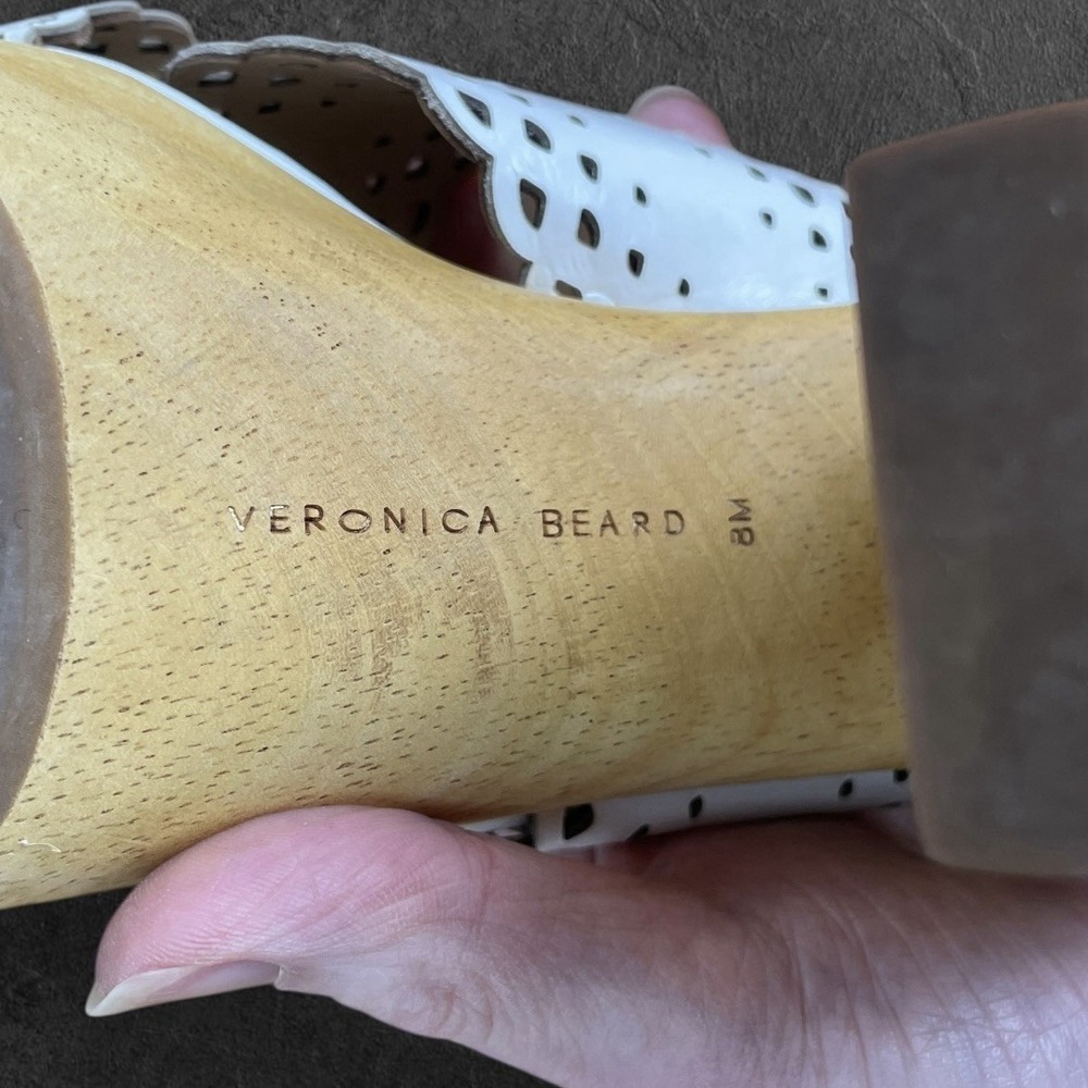 Veronica Beard Laser Cut Leather Platform Mule Sandals Womens 8M Boho Resortwear - Picture 8 of 11